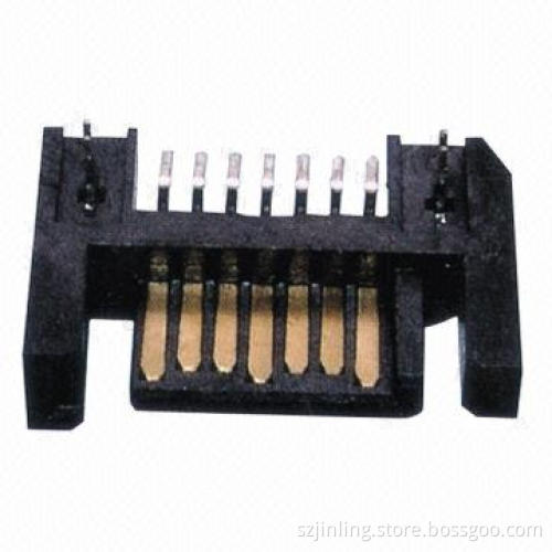 7P SATA Positive Side Right Angle SMT Connector, Available in Black Color